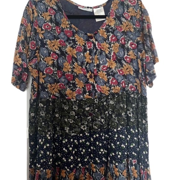 LaCera Comfortwear Coastal granny Boho mix media maxi beach dress Y2K - Picture 2 of 3